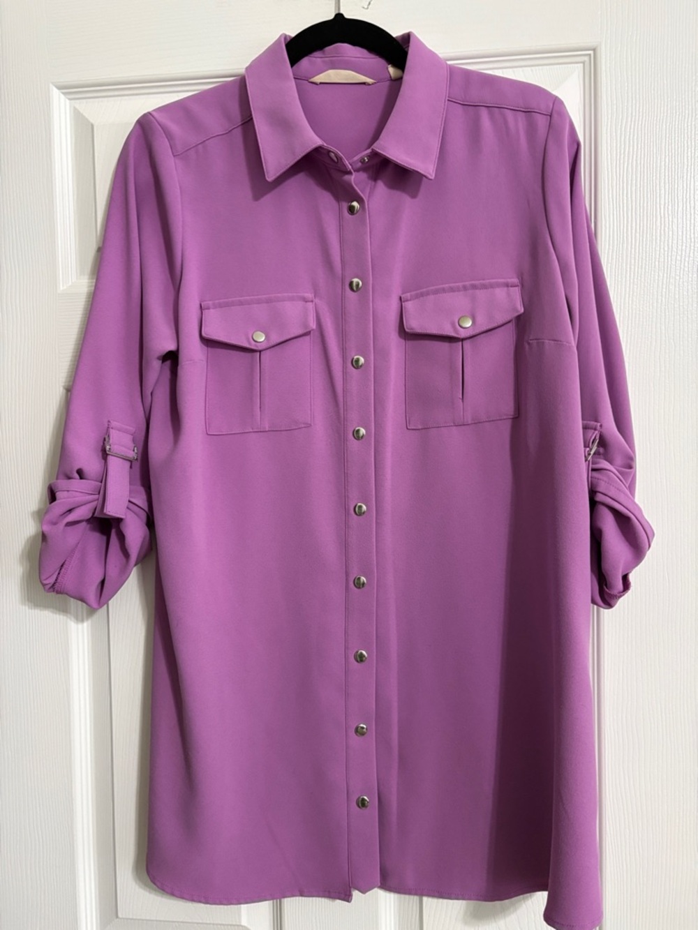 Purple Button-Front Dress